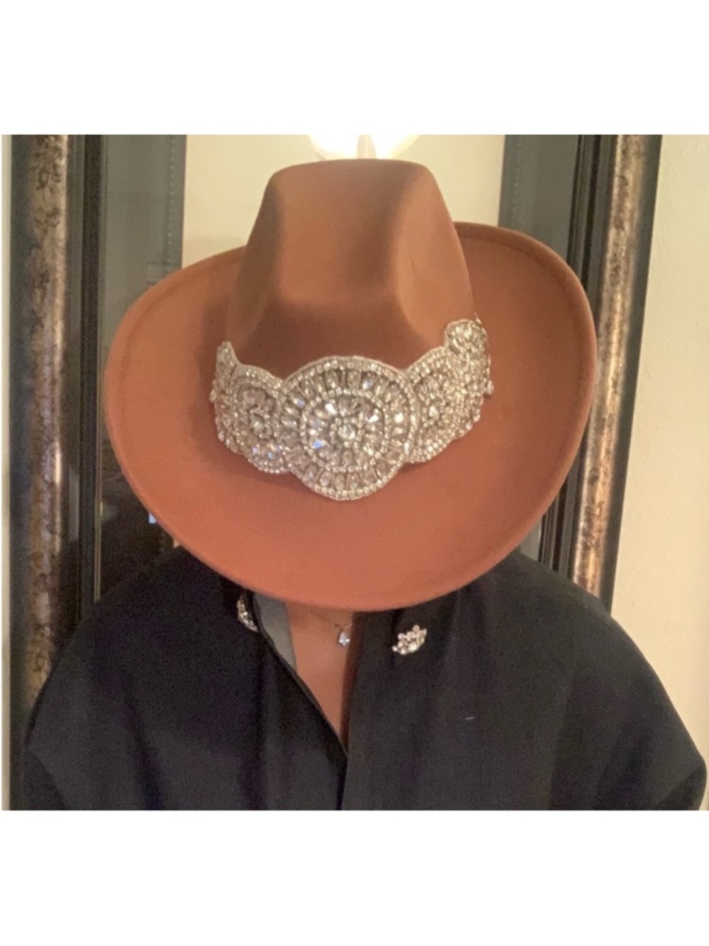 Women's Brown Western Hat with Crystal Band